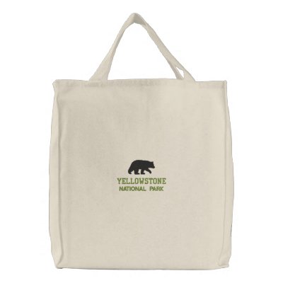 Yellowstone National Park Bear Embroidered Tote Bag Yellowstone National Park Bear Embroidered Tote Bag