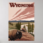 Yellowstone, Wyoming - Yellowstone River Bison Print