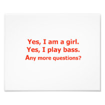 yes I am a girl text only play bass red Photo Art