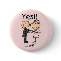 YES I Do Bride and Groom T-shirts and Gifts Pinback Buttons