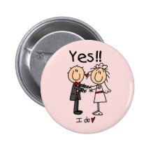 YES I Do Bride and Groom T-shirts and Gifts Pinback Buttons