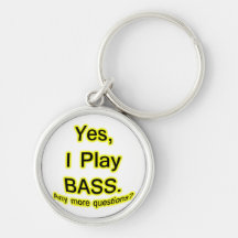 Yes I Play Bass Black Text Yellow Glow Key Chains