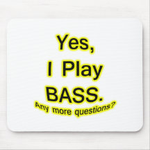 Yes I Play Bass Black Text Yellow Glow Mouse Pad