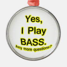 Yes I Play Bass Black Text Yellow Glow Christmas Tree Ornaments