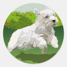 Yes!  Sealyhams can fly! Round Stickers