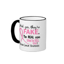 Yes, They Are Fake 3.2 Breast Cancer Coffee Mugs