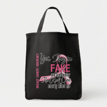 Yes They Are Fake and Spectacular - Breast Cancer Canvas Bags
