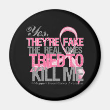 Yes They Are Fake v2 - Breast Cancer Magnets