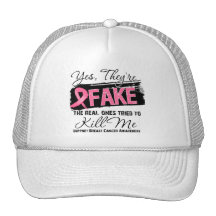 Yes Theyre Fake Real Ones (grunge) Breast Cancer Hat