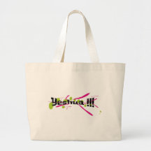 Yeshua !!! noir sur taches vertes traits roses tote bag