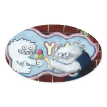 Yeti and his Logo Oval Sticker