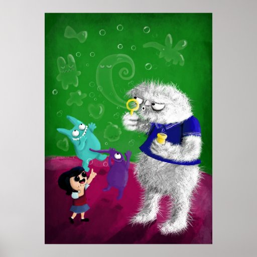 Yeti blowing Bubbles Posters