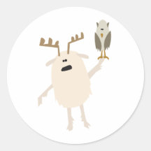 Yeti & Owl Round Sticker