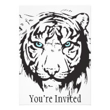 Yeux bleus principaux de tigre invitations personnalisables