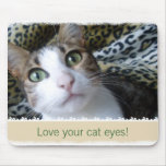 Yeux verts de chat - mousepad beige tapis de souris