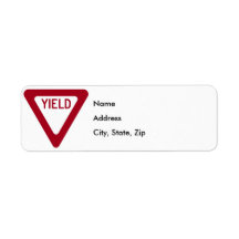 Yield Sign Return Address Labels