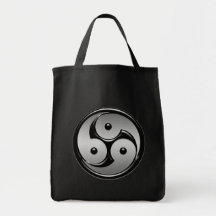 Yin triple Yang - métal et noir brillant Sacs De Toile