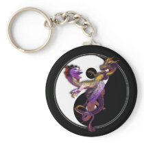 Yin Yang and the Dragons Dance of Love Keychain