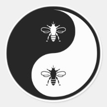 Yin Yang Bee Round Stickers