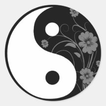 Yin Yang Black Floral Sticker