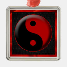 YIN YANG BLACK RED 3D CHRISTMAS TREE ORNAMENT