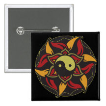 Yin Yang Blooming Lotus Buttons