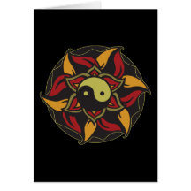 Yin Yang Blooming Lotus Greeting Cards