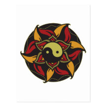 Yin Yang Blooming Lotus Post Card