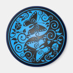 Yin Yang Butterflies, blue & black Magnets