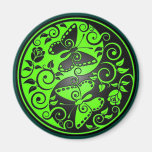 Yin Yang Butterflies, green & black Refrigerator Magnets
