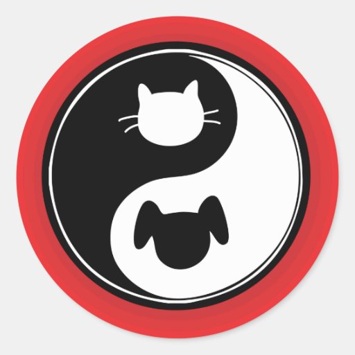 Yin Yang Cat Dog Sticker