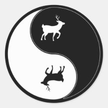 Yin Yang Deer Round Stickers