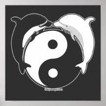 Yin Yang Dolphins Black/White Print