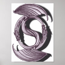 Yin Yang Dragon pencil Print