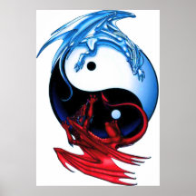 Yin Yang Dragon Poster