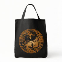Yin Yang Dragons, brown Canvas Bags