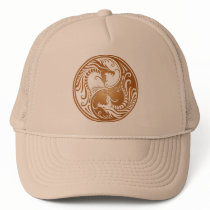 Yin Yang Dragons, brown Mesh Hat