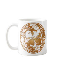 Yin Yang Dragons, brown Mugs