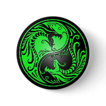 Yin Yang Dragons, green and black Pins