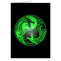 Yin Yang Dragons, green and black Cards