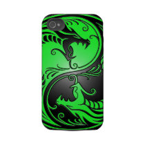 Yin Yang Dragons, green and black Tough Iphone 4 Covers