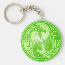 Yin Yang Dragons, light green Key Chains