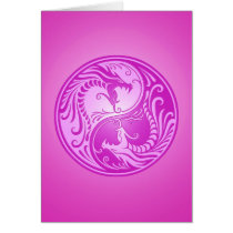 Yin Yang Dragons, light purple Greeting Cards