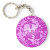 Yin Yang Dragons, light purple Keychains