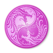 Yin Yang Dragons, light purple Fridge Magnet