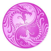 Yin Yang Dragons, light purple Round Sticker