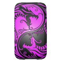 Yin Yang Dragons, purple and black Tough iPhone 3 Cover