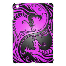 Yin Yang Dragons, purple and black iPad Mini Cover