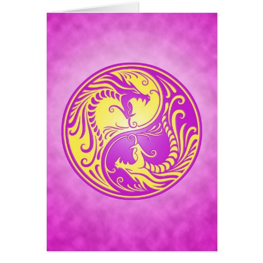 Yin Yang Dragons, purple and yellow Card