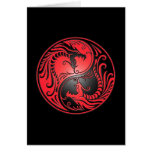 Yin Yang Dragons, red and black Greeting Card